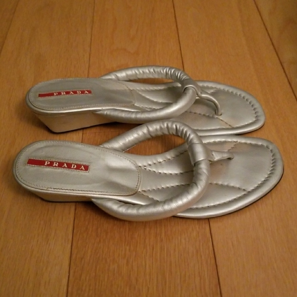 Prada Wedge Slip On Sandals